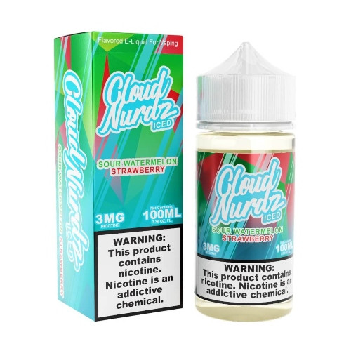 Cloud Nurdz Iced E-Liquid - Sour Watermelon Strawberry 100ml background