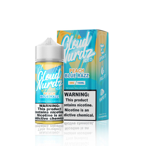 Cloud Nurdz Iced E-Liquid - Peach Blue Razz - 100ml background